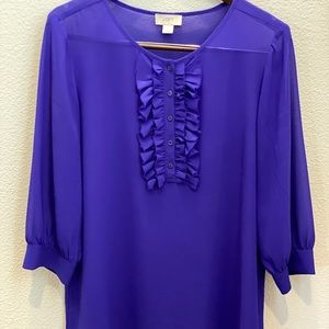 Ann Taylor Loft Ruffle Front Long Sleeve Top